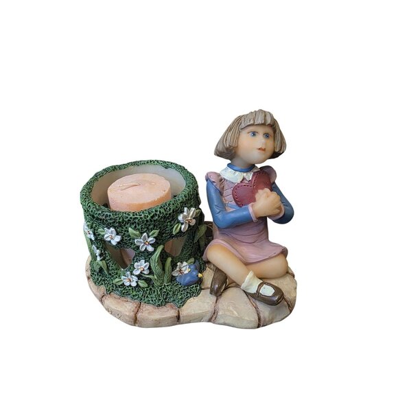Penny Buttons 1st edition Candle Holder Vintage Girl With Heart Love - Picture 1 of 10